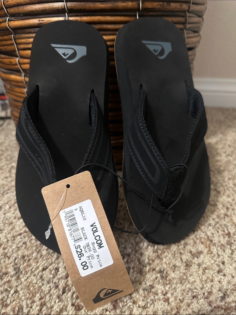 Quicksilver Black Kids’ Flip Flop Sandals Size 3